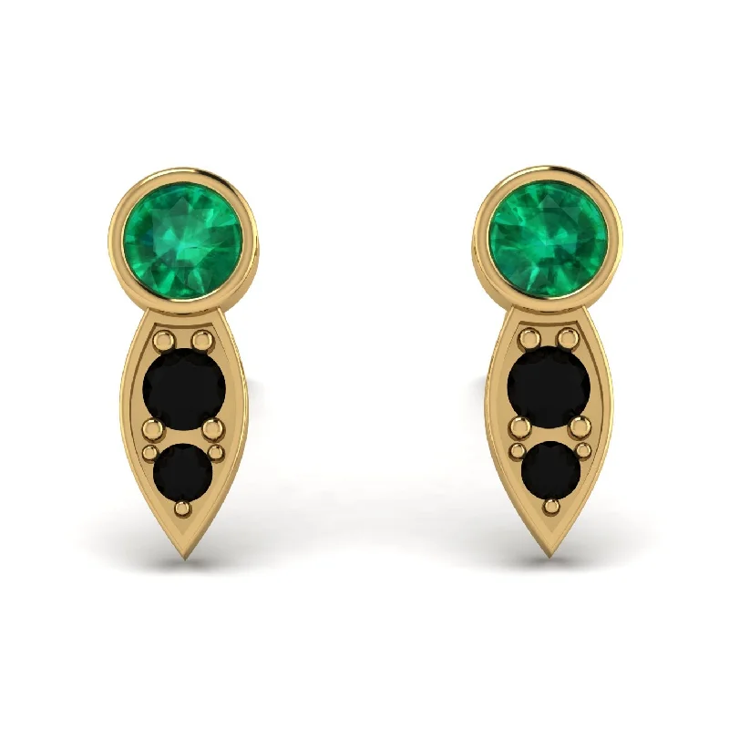 Large Drop Earrings With Diamonds-Bezel Emerald Earrings In Pear Shaped - Aniya No. 34