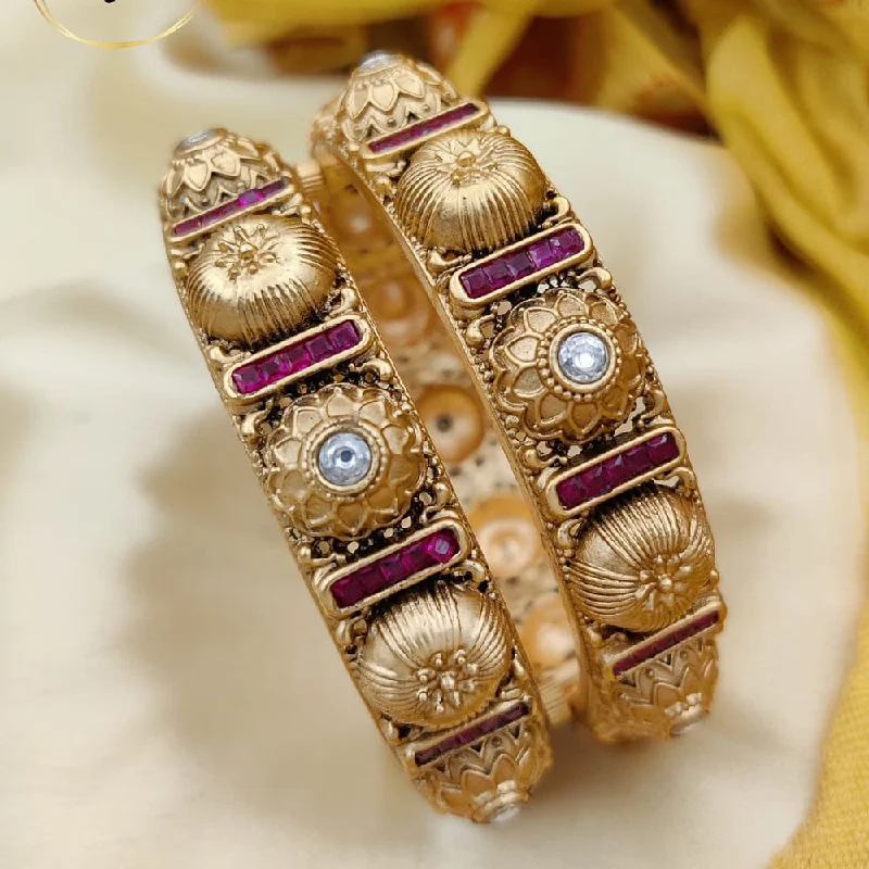 Sparkling Custom Gold Bangles For Brides-Jewel Addiction Copper Gold Bangles Set