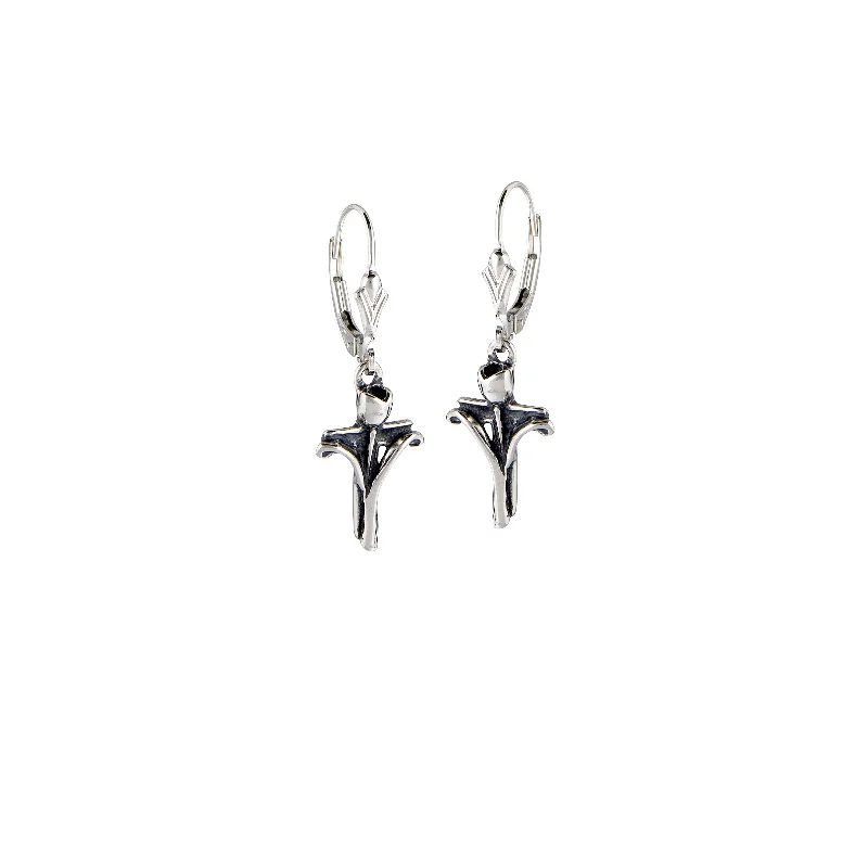 Long Earrings With Colored Stones-Tulip Cross Earrings