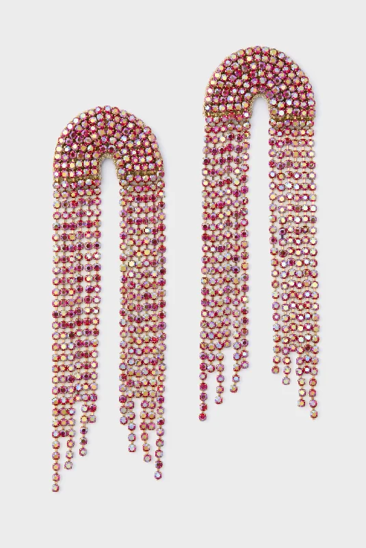 Fashionable Beaded Earrings For Spring-Ruby Iridescent Warren Earrings