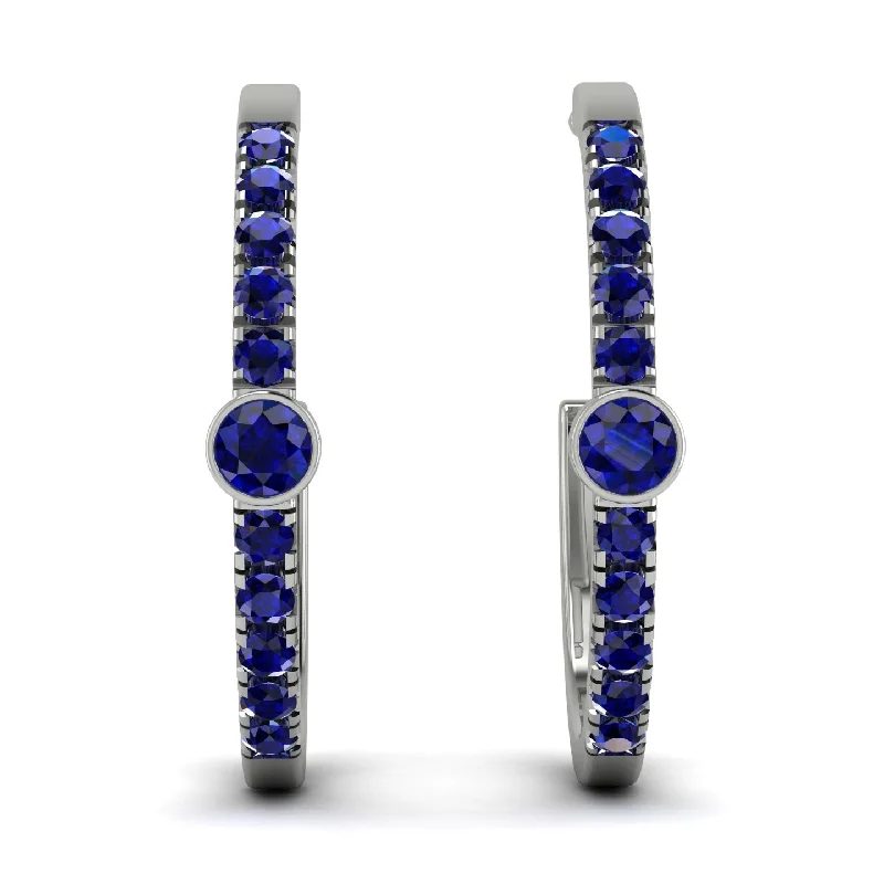 Trendy Resin Earrings For Casual Look-Hoop Sapphire Earrings Micro Pave - Ansley No. 75