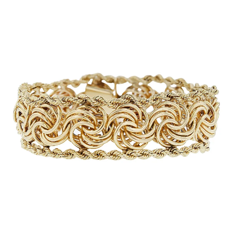 Thick Gold Bracelets For Men-14K Yellow Gold Wide Love Knot Bracelet