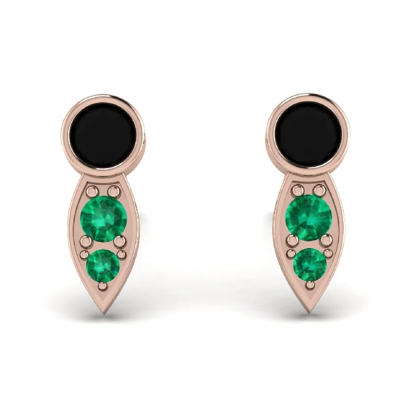 Gold Hoop Earrings With Gemstones-Bezel Black Diamond Earrings In Pear Shaped - Aniya No. 23