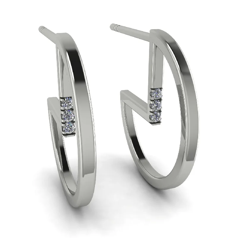 Personalized Hoop Earrings With Initials-Circle Stud Earring With Hidden Diamond - Karter No. 3