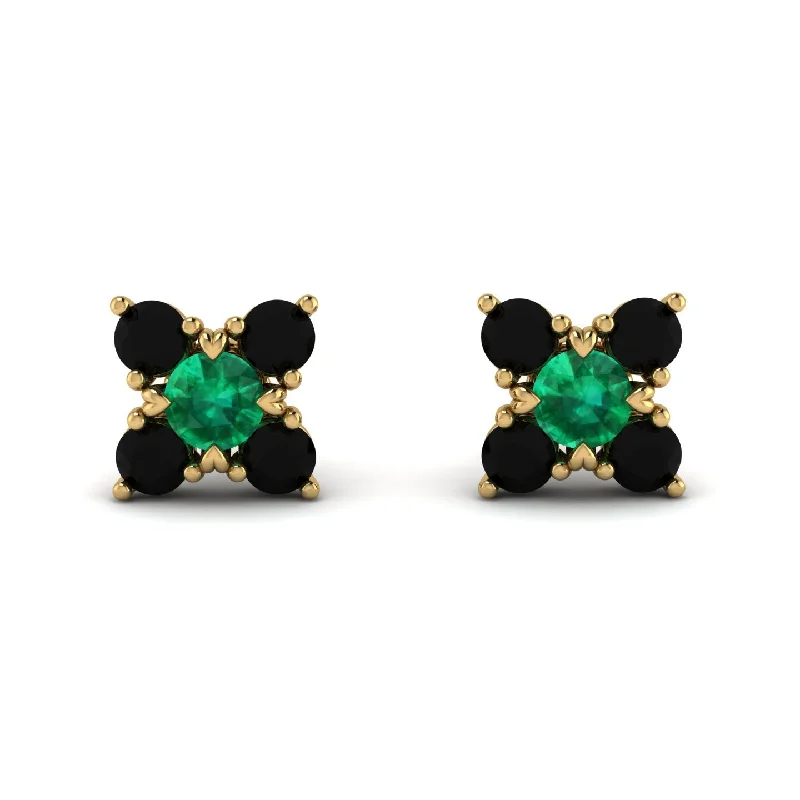 Large Gemstone Earrings For Evening Parties-Geometrical 5 Emeralds Stud Earrings - Noa No. 34