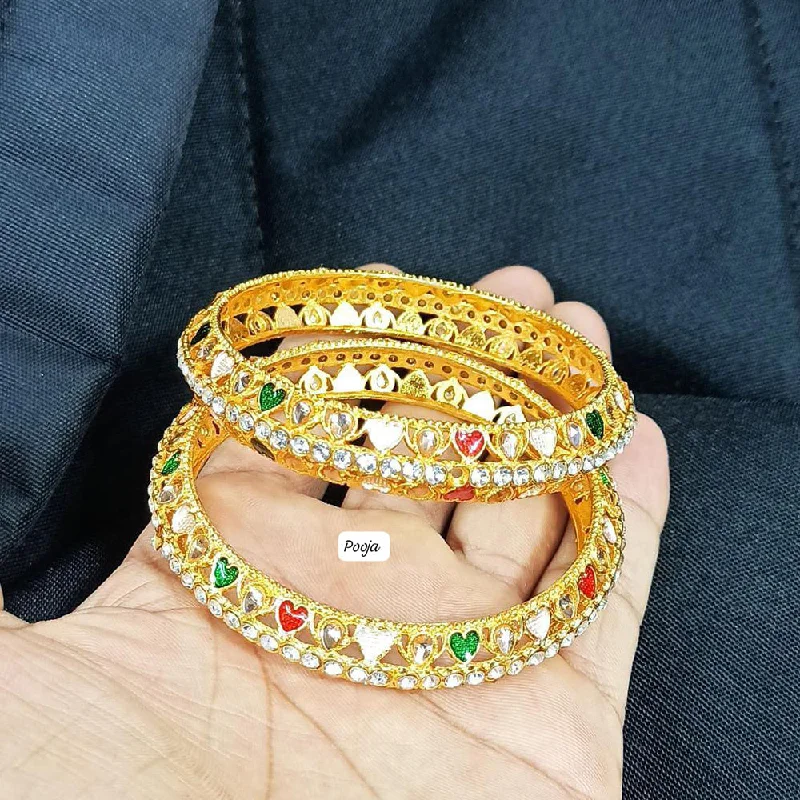 Trendy Gemstone Bangles For Wedding Day-Pooja Bangles Gold Plated Bangles Set