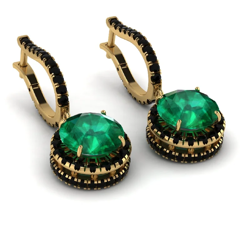 Trendy Earrings For Date Night-Hidden Halo Emerald Hoop Earrings - Catalina No. 34