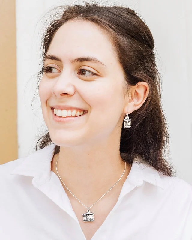 Silver Earrings With Turquoise For Summer-Shotgun House Earrings