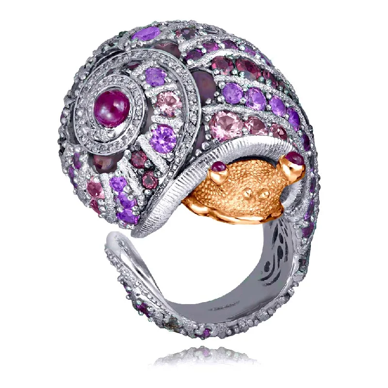 Sparkling Engagement Rings With Diamond Details-Gold Rosy The Snail Ring