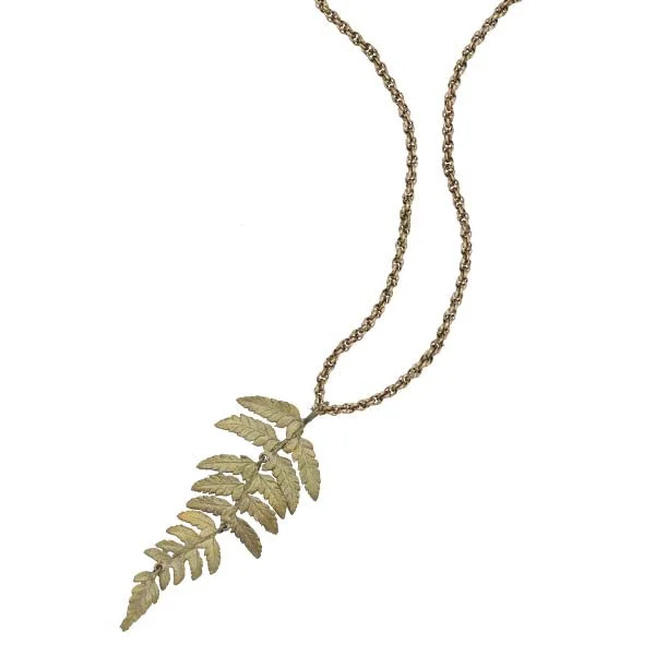 Dainty Gold Bar Necklace For Minimalist Style-Fern Necklace