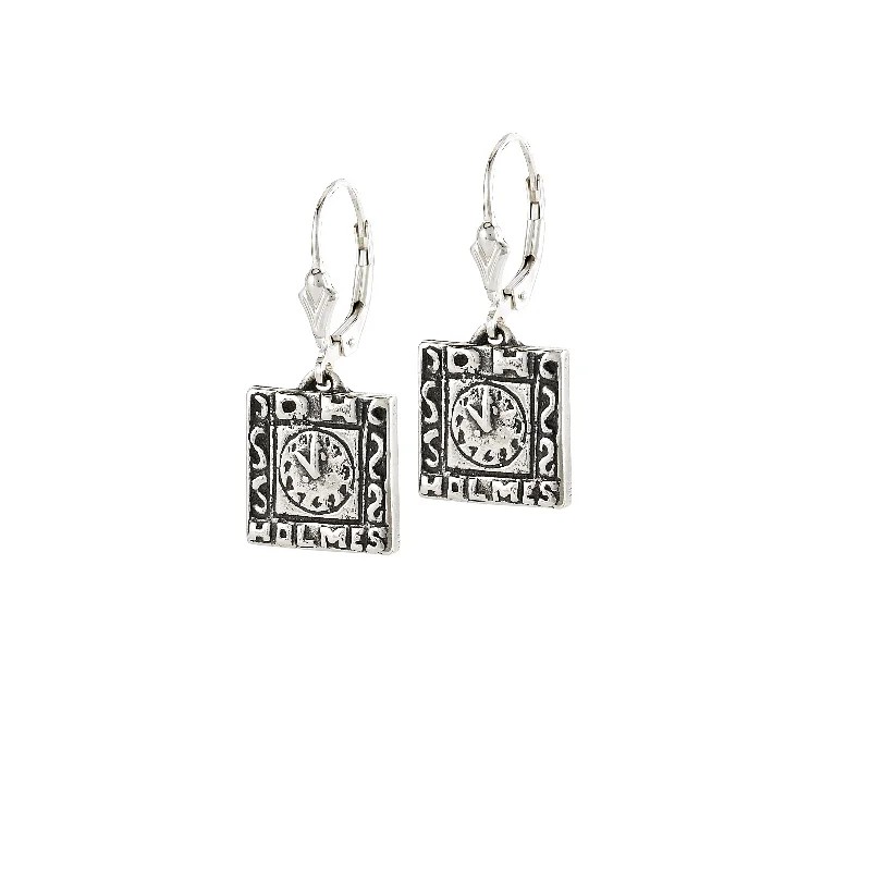 Trendy Earrings With Colored Stones-D.H. Holmes Clock Earrings