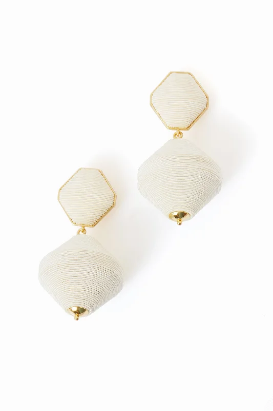 Classic Stud Earrings For Work-Cream Geo Lantern Earrings