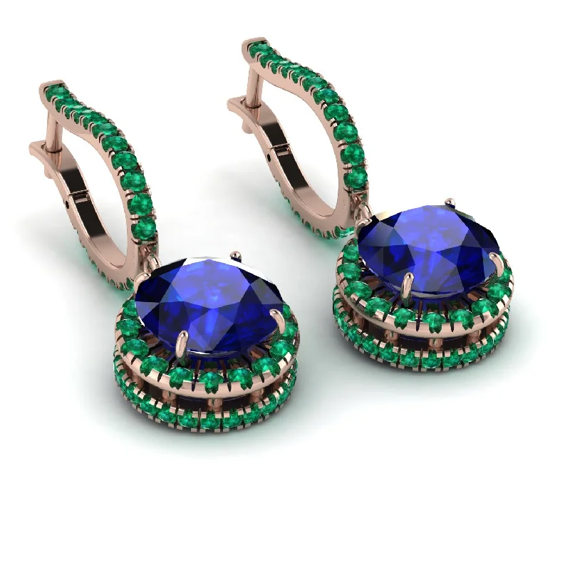 Colorful Resin Earrings For Casual Look-Hidden Halo Sapphire Hoop Earrings - Catalina No. 29