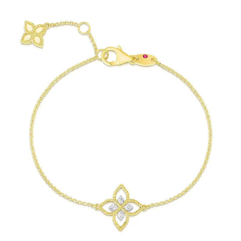 Beaded Bracelets For Women-18K Principessa Small Single Diamond Flower Bracelet