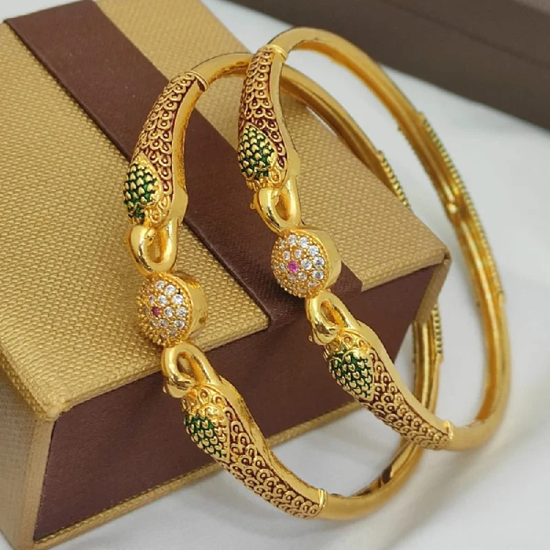 Personalized Custom Gold Wedding Bangles For Brides-H K Fashion Gold Plated Bangles Set