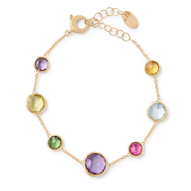 Personalized Bracelets With Charms-18K Yellow Gold Mixed Gemstone Bracelet