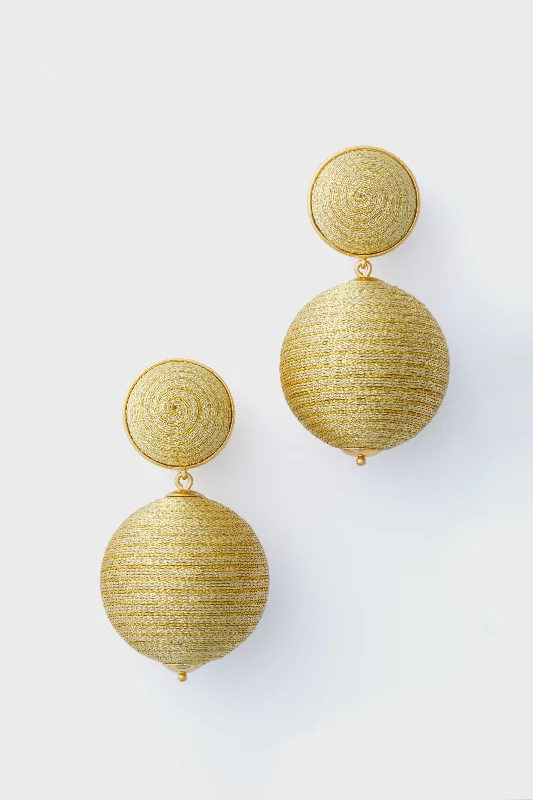 Simple Silver Stud Earrings For Office-Gold Woven Lantern Earrings