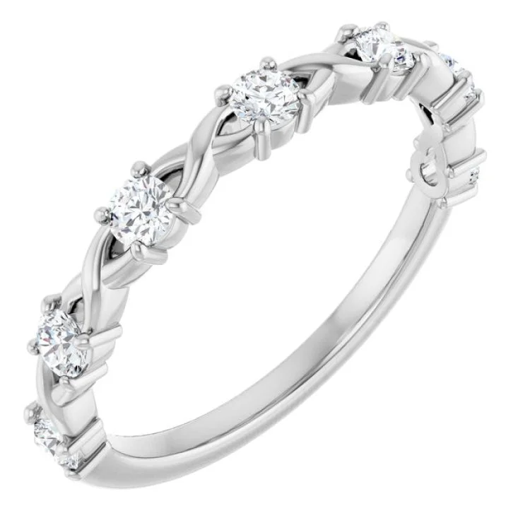 Trendy Rose Gold Rings For Bridesmaids-Platinum 3/8 CTW Lab-Grown Diamond Anniversary Band