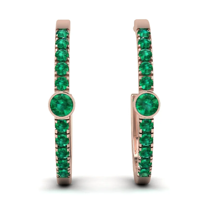 Trendy Earrings For Teen Girls-Hoop Emerald Earrings Micro Pave - Ansley No. 20