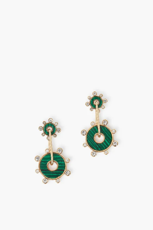 Vintage-Inspired Drop Earrings For Evening-Green Etna Luxe Drop Earrings