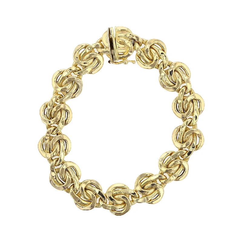 Engraved Silver Bracelets-14K Yellow Gold Flat Love Knot Bracelet