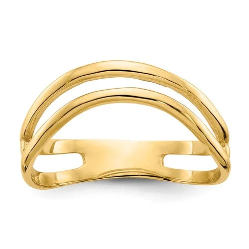 Custom Wedding Rings With Personal Engravings-14K Yellow Gold Double Wave Curved Thumb Ring