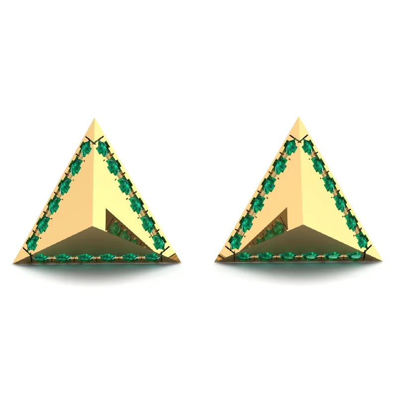 Colorful Resin Earrings For Casual Look-Triangle Emerald Earrings Geometrical - Milan No. 4