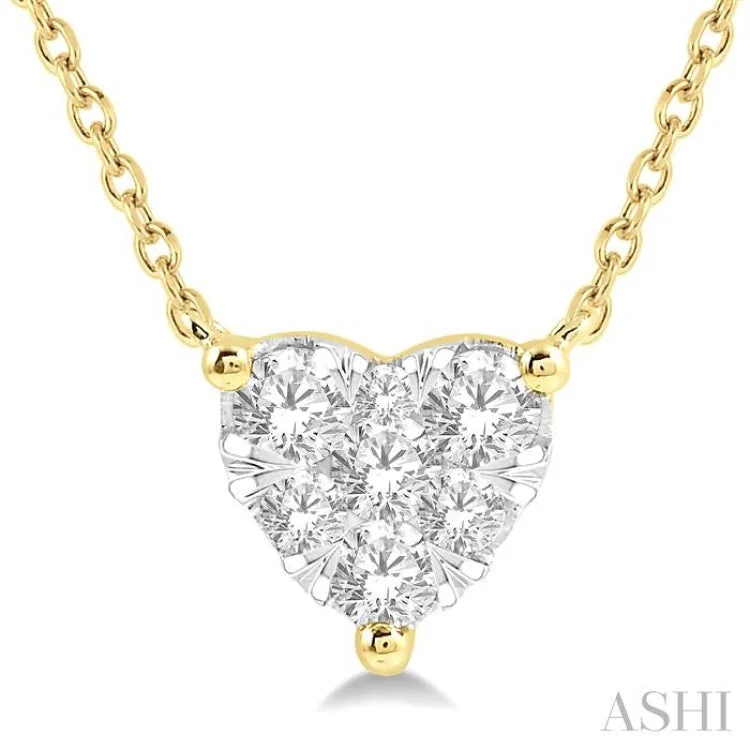 Simple Pendant Necklace For Day-to-Day Use-1/4 Ctw Lovebright Diamond Heart Necklace in 14K Yellow and White Gold