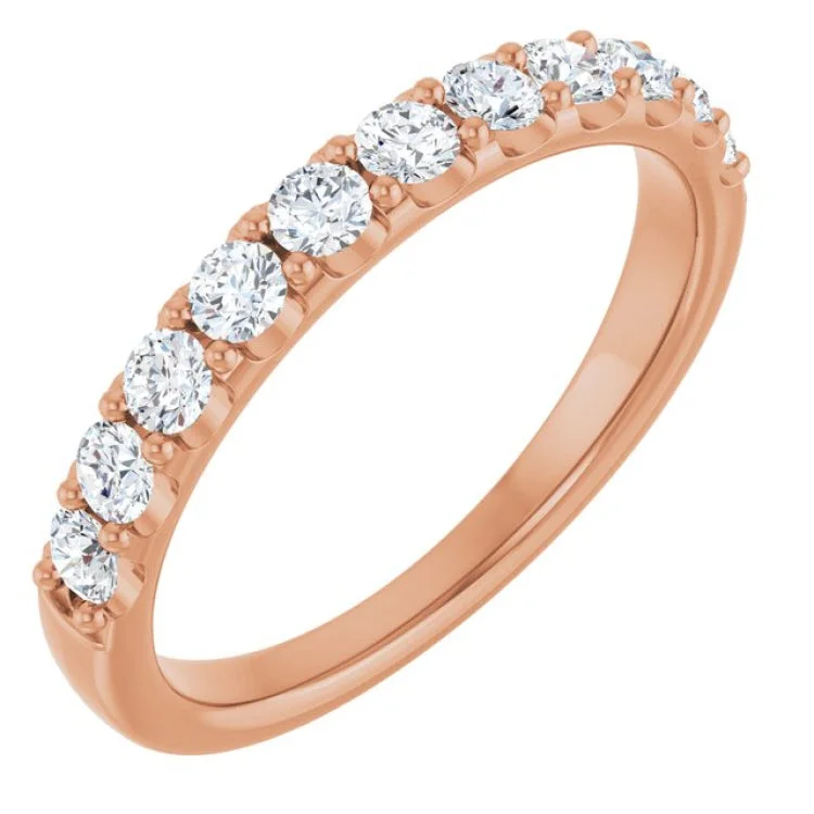 Luxury Titanium Rings For Weddings-14K Rose 1/2 CTW Lab-Grown Diamond Anniversary Band