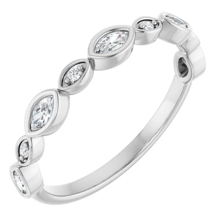 Trendy Wedding Rings With Colored Stones For Brides-Platinum 1/4 CTW Lab-Grown Diamond  Anniversary Band