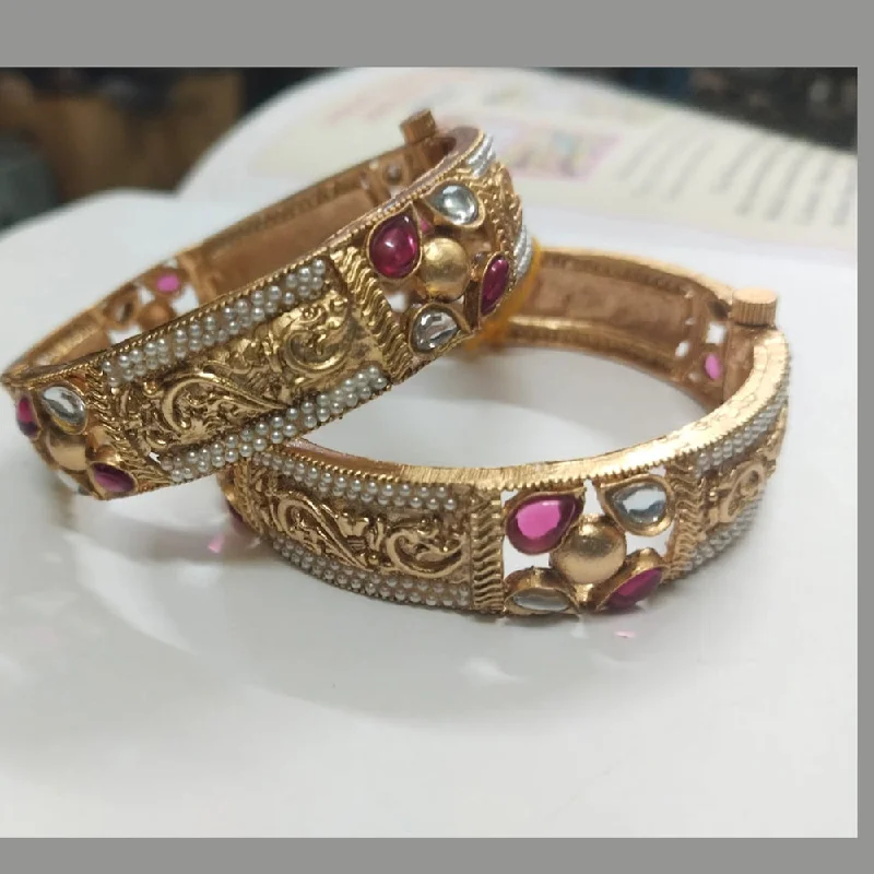 Classic Wedding Bangles For Elegant Bridesmaids-Niyansh Bangles Gold Plated Bangles Set