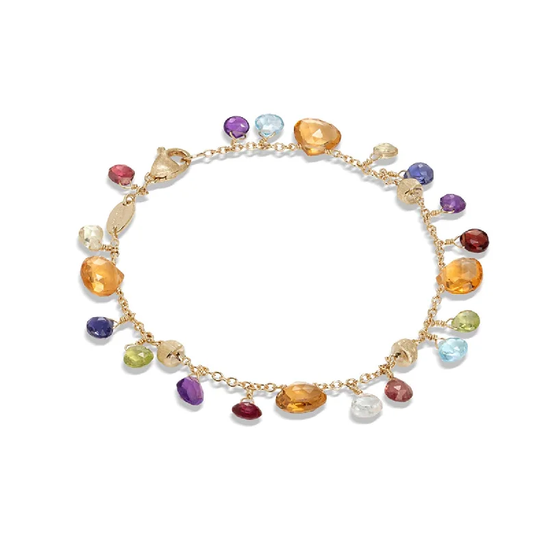 Exclusive Bracelets For Men-18K Yellow Gold Citrine and Mixed Gemstone Single Strand Bracelet