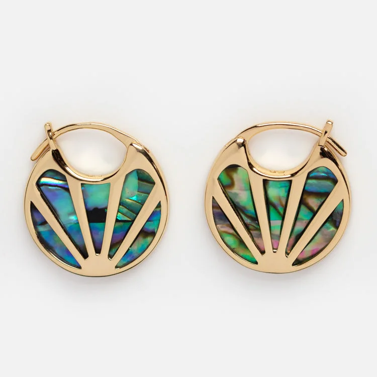 Gold Hoop Earrings With Gemstones-Moonage Abalone Hoop Earrings