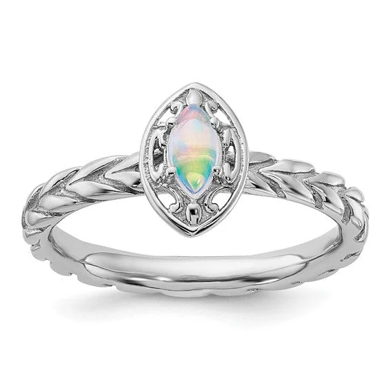 Custom Titanium Wedding Rings For Brides-Sterling Silver Stackable Expressions Created Opal Marquise Ring