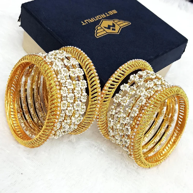 Simple Silver Wedding Bangles For Bridesmaids-Manisha Jewellery Gold Plated Bangles Set