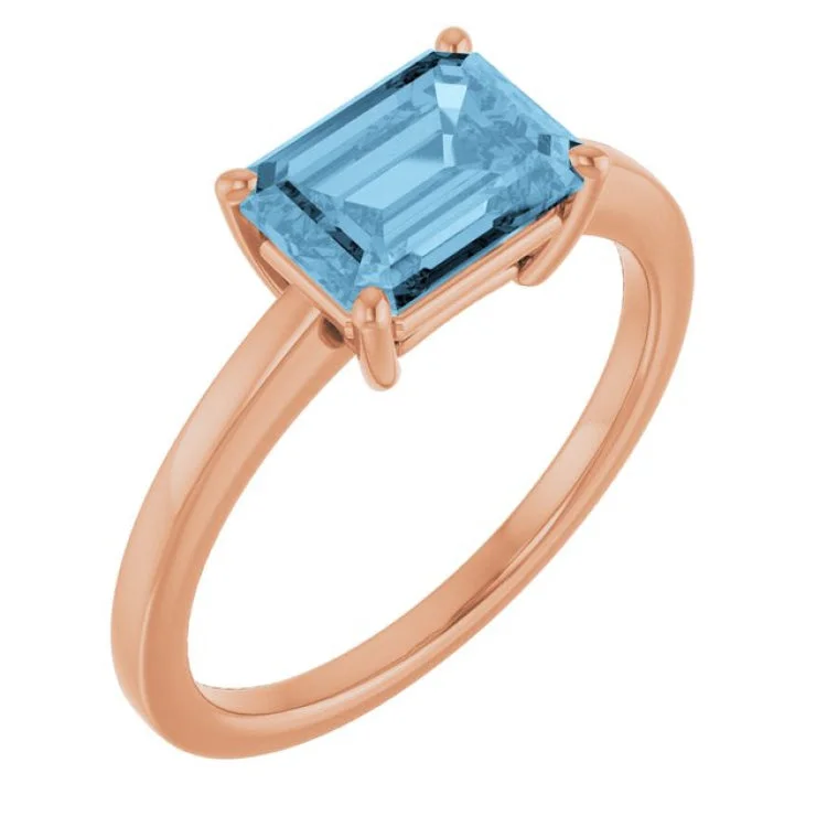 Elegant Silver Rings For Fashionistas-14K Rose Natural Sky Blue Topaz Ring