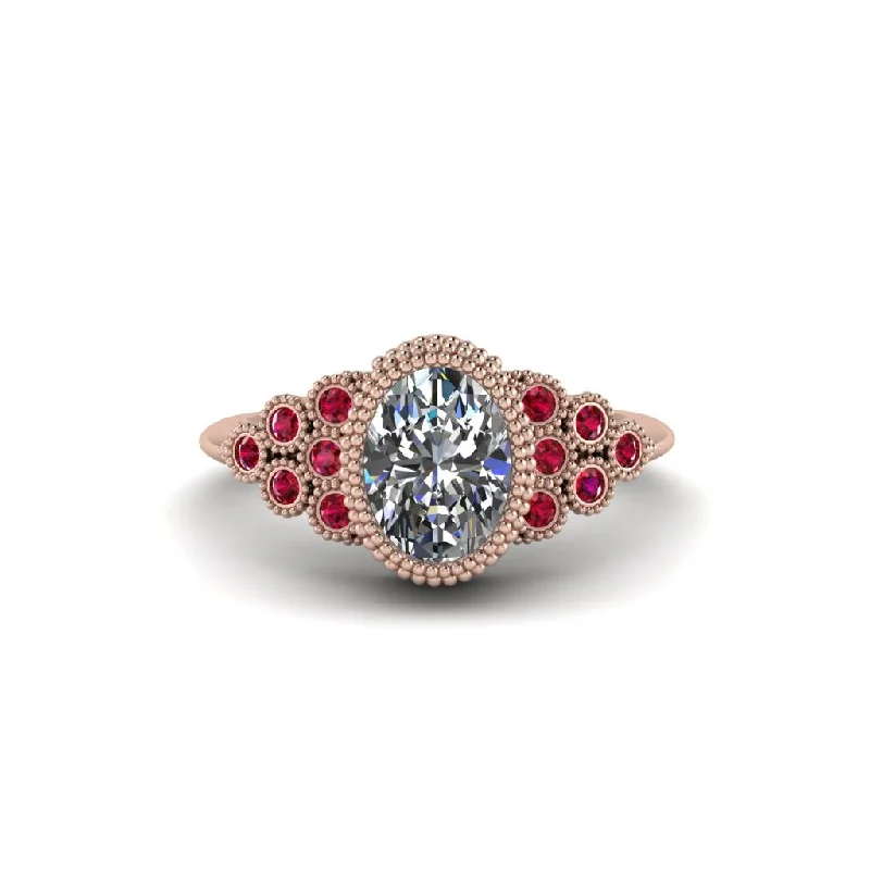 Custom Gold Rings For Special Occasions-Ruby Milgrain Beaded Bezel Engagement Ring - Stacy No. 47