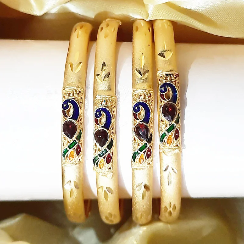 Trendy Custom Gold Bangles For Fashion-Forward Brides-Martina Jewels Gold Plated Bangle Set