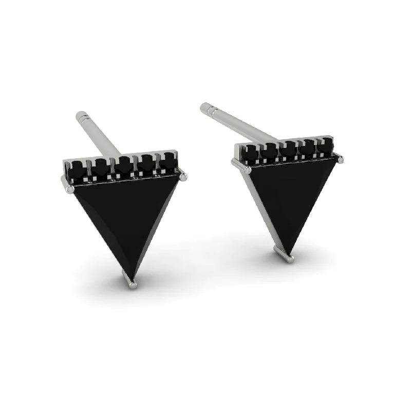 Trendy Earrings For Cocktail Parties-Triangle Black Diamond Earrings Stud - Kairi No. 9