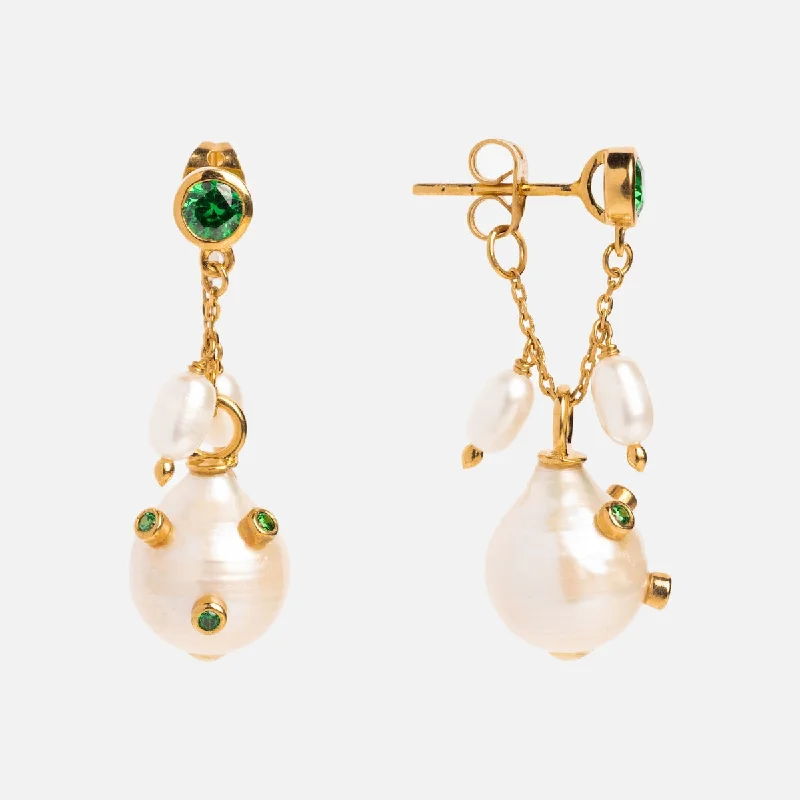 Trendy Earrings For Evening Wear-Baroque Pearl Droplet Earrings