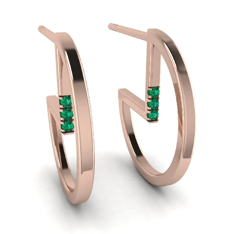 Elegant Hoop Earrings For Formal Parties-Circle Stud Earring With Hidden Emerald - Karter No. 5