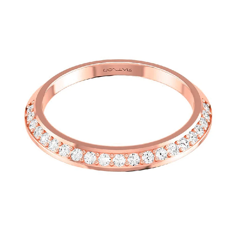 Personalized Wedding Bands For Stylish Brides-14k Rose Gold Diamond Angled Cascade Stackable Milgrain Eternity Band