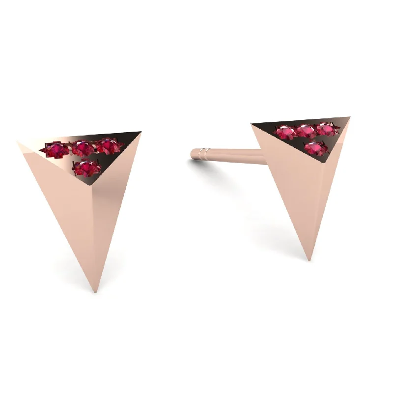 Long Drop Earrings For Special Events-Triangle Ruby Earrings - Livia No. 11