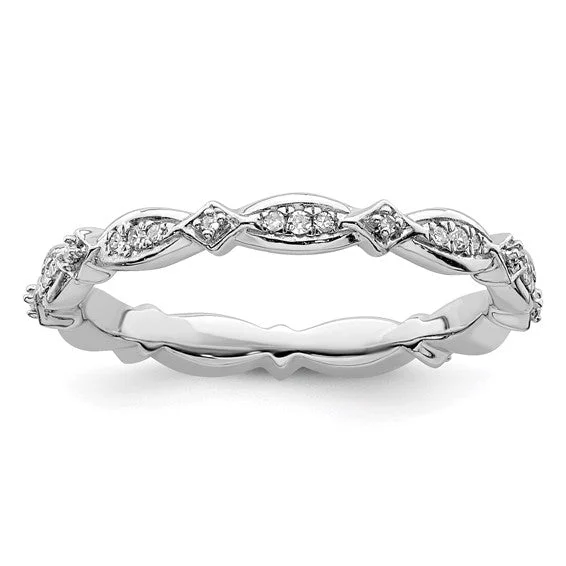 Classic Engagement Rings For Special Celebrations-Sterling Silver Stackable Expressions Diamond Eternity Ring