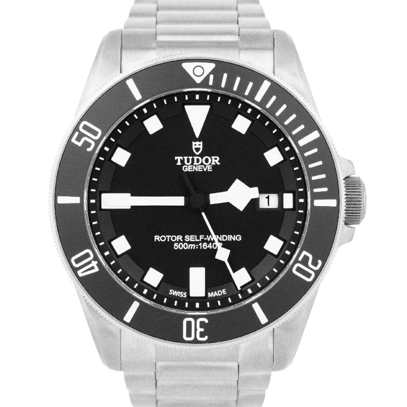 Sports Watches With GPS For Runners-Tudor Pelagos Black Titanium Dive Date Automatic Watch 25500 TN 42mm Watch B+P