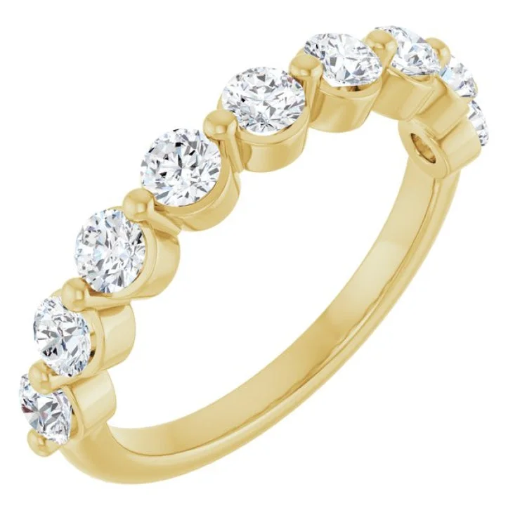 Simple Silver Engagement Rings For Brides-14K Yellow 9/10 CTW Lab-Grown Diamond Anniversary Band