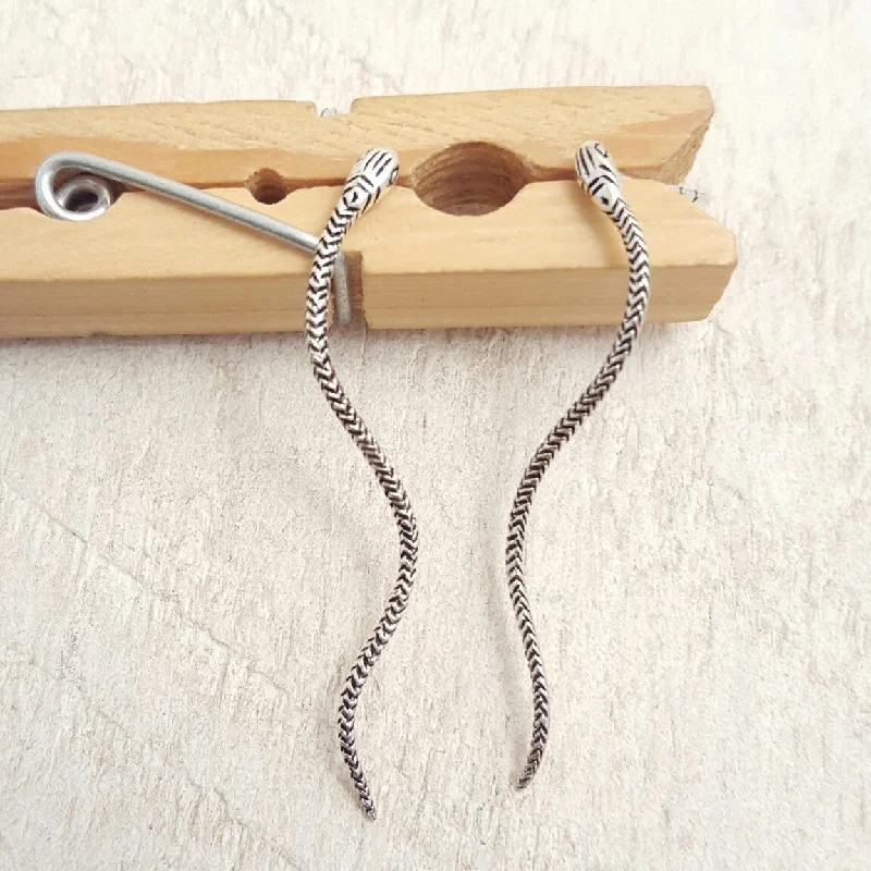 Geometric Drop Earrings For Modern Style-Silver Snakes