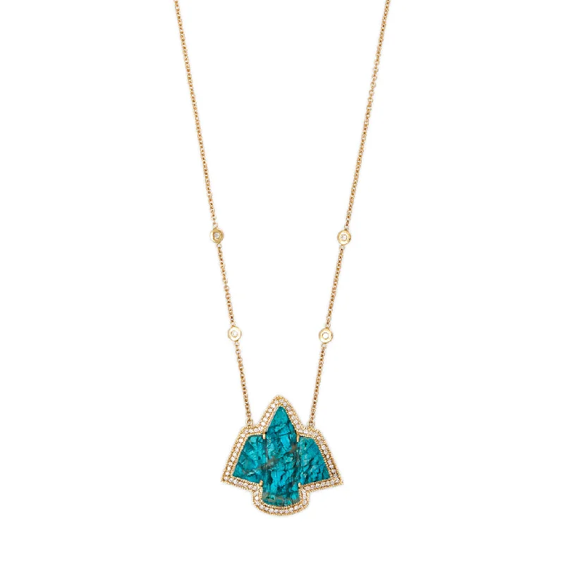 Handcrafted Crystal Necklace For Fashionistas-PAVE SMALL CHRYSOCOLLA THUNDERBIRD NECKLACE