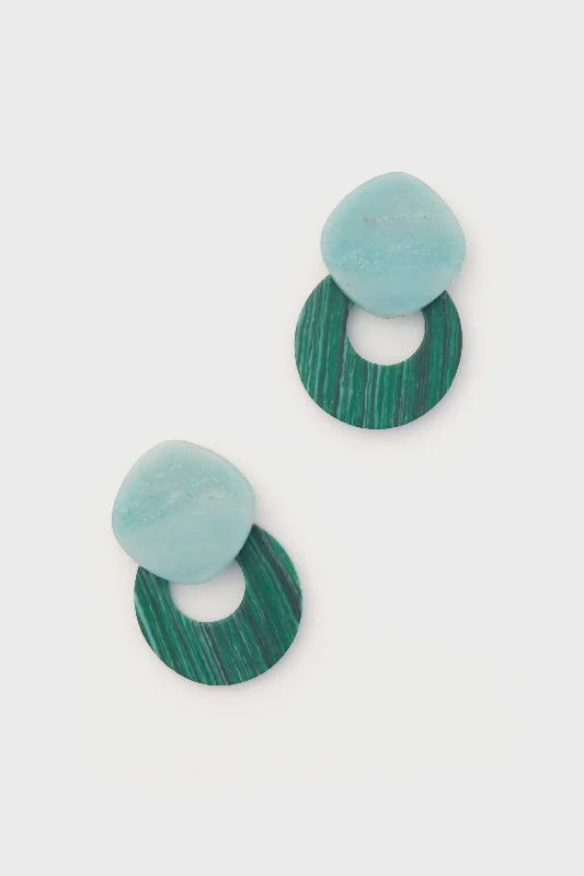 Classic Stud Earrings For Office Wear-Mist and Malachite Rae Earrings