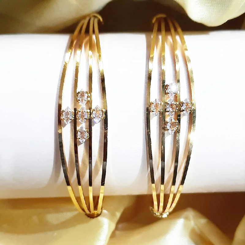 Simple Wedding Bangles For Bridesmaids Jewelry-Martina Jewels Gold Plated Bangle Set